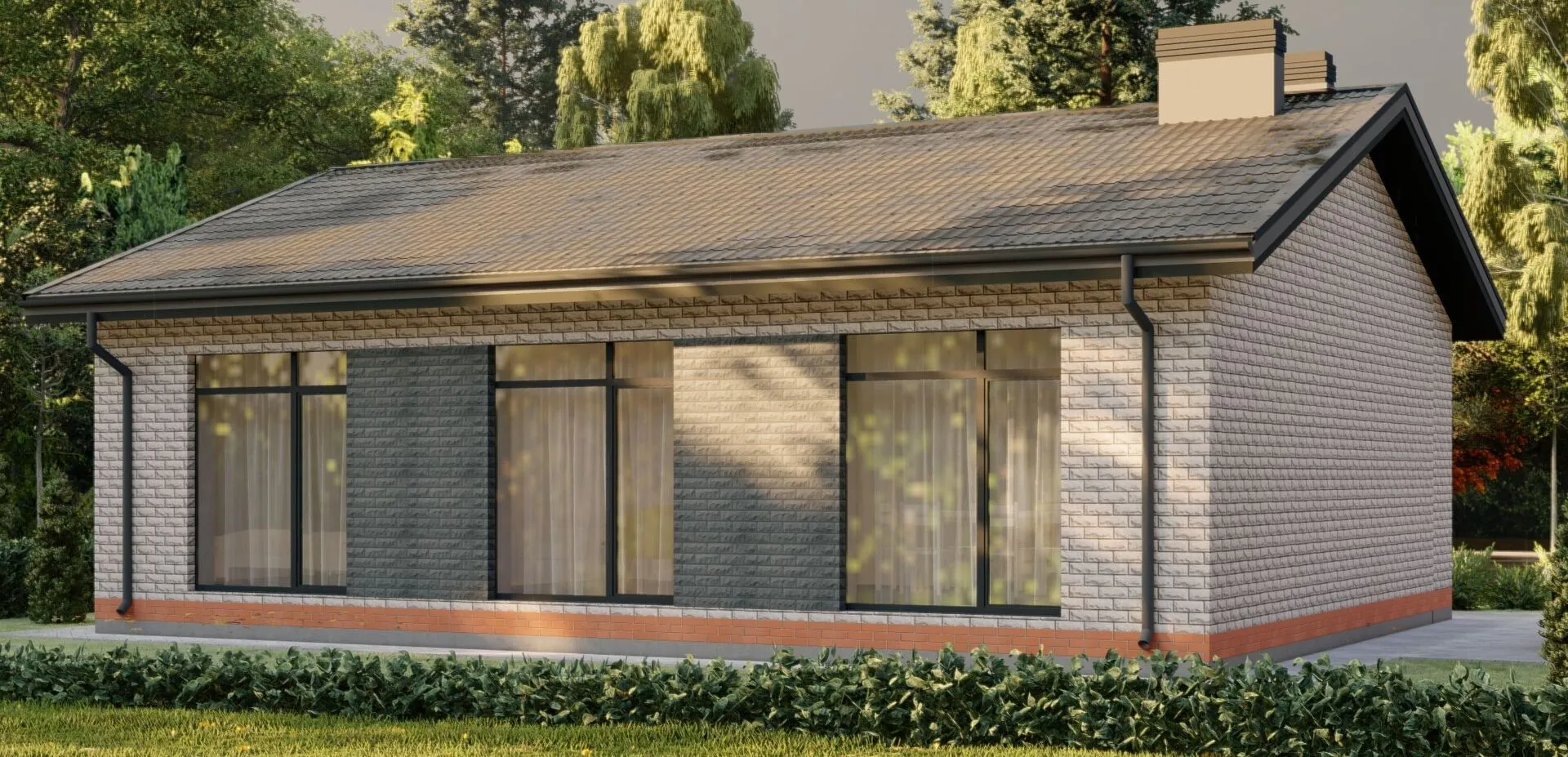 Одноэтажный ,каменный дом по проекту 