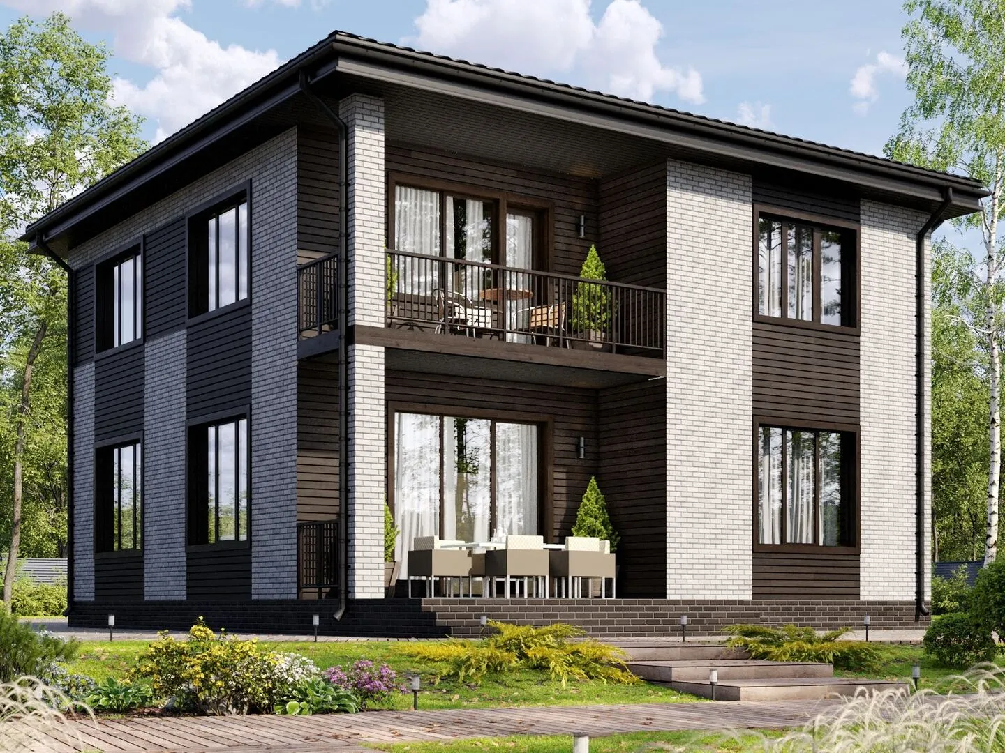 Двухэтажный загородний дом «Ницца 9х9»