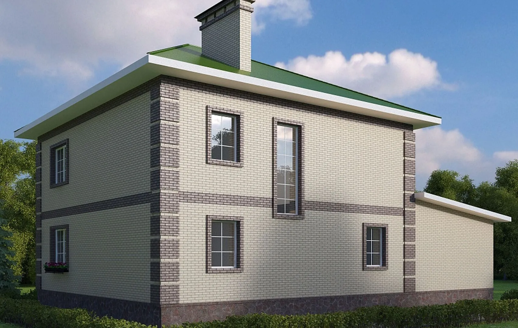 Двухэтажный дом из кирпича для среднестатистической семьи