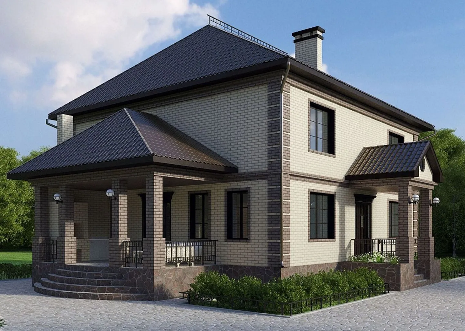 Особняк с большой кухней-гостиной с выходом на террасу