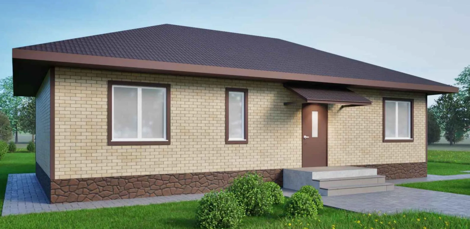 Одноэтажный жилой дом с тремя спальнями 