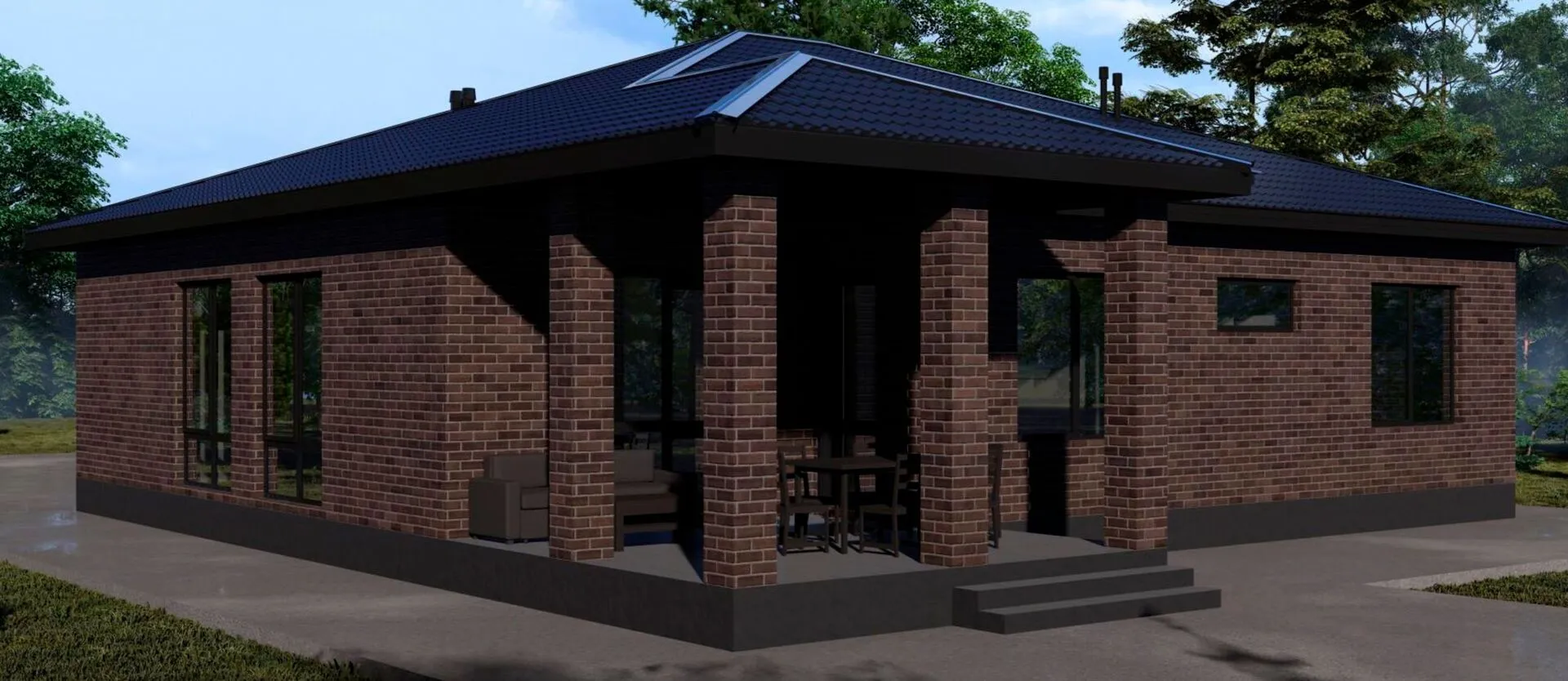 Одноэтажный кирпичный дом ИП-165