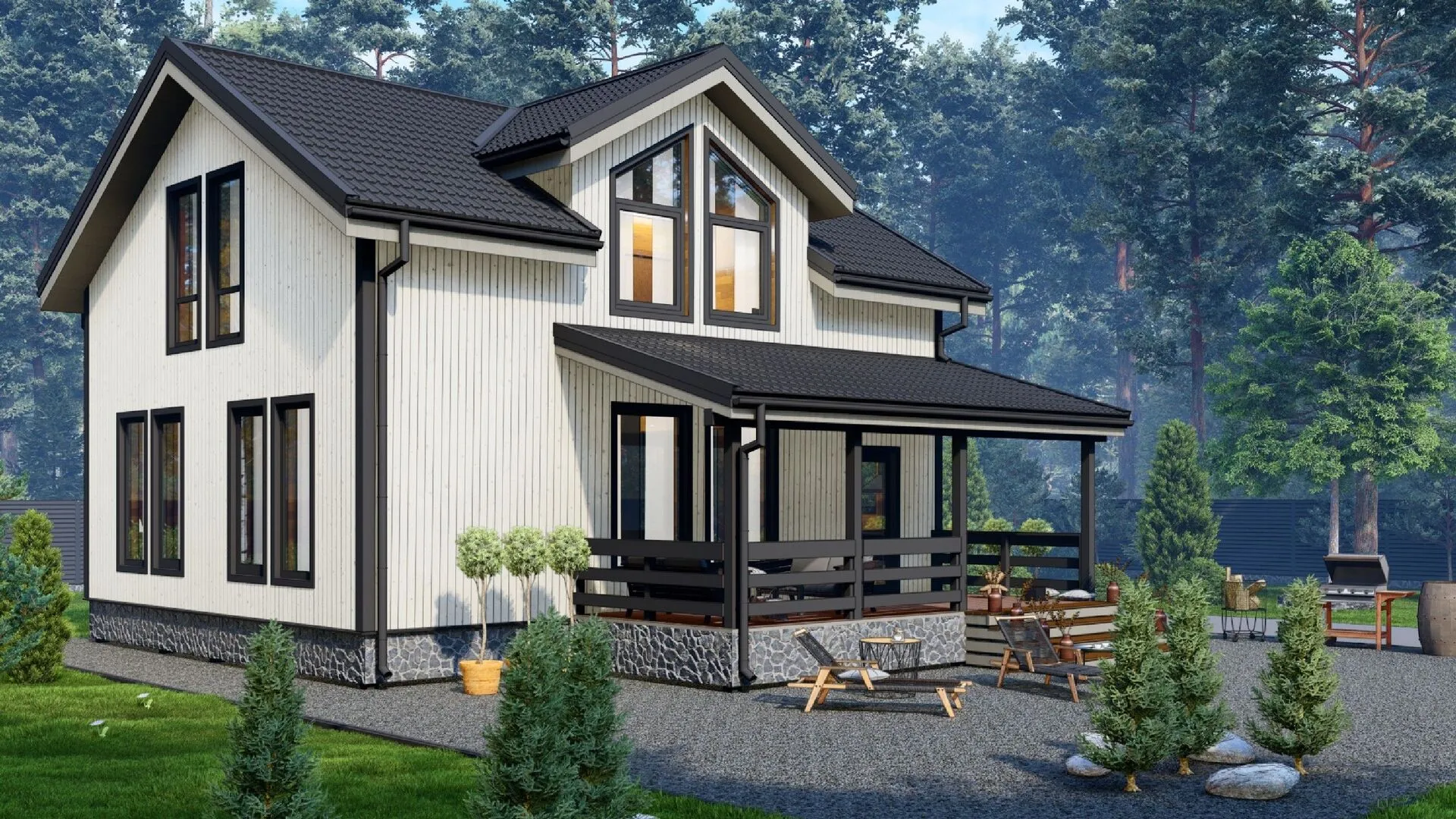 Двухэтажный каркасный дом Пион-2