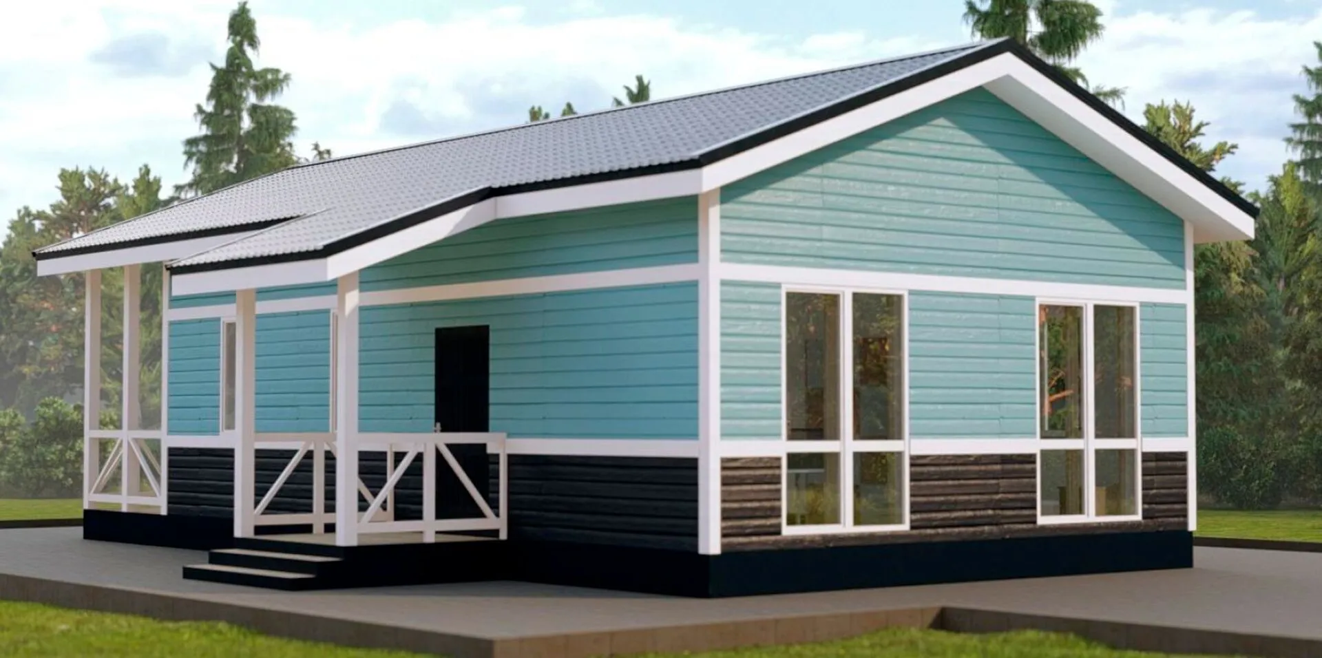 Одноэтажный каркасный дом ИП-92