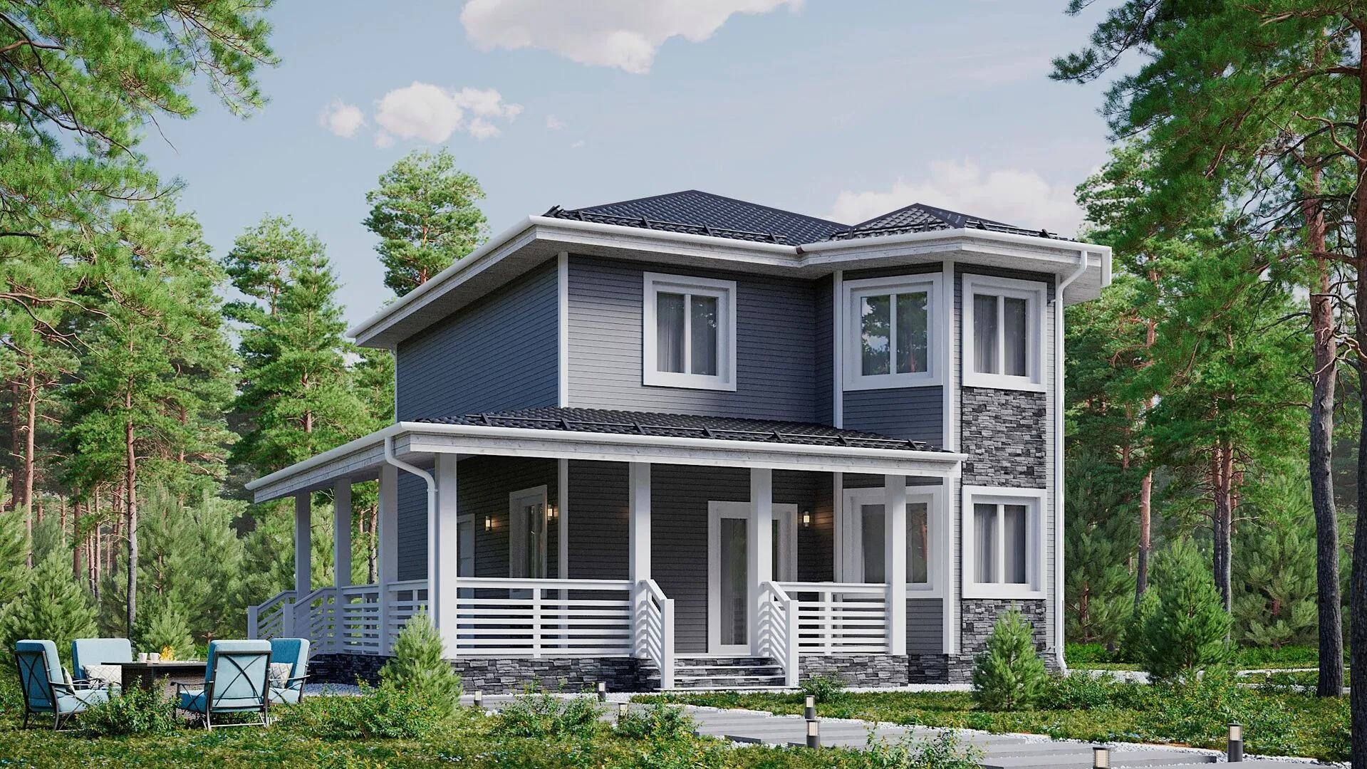 Двухэтажный дом по проекту №1