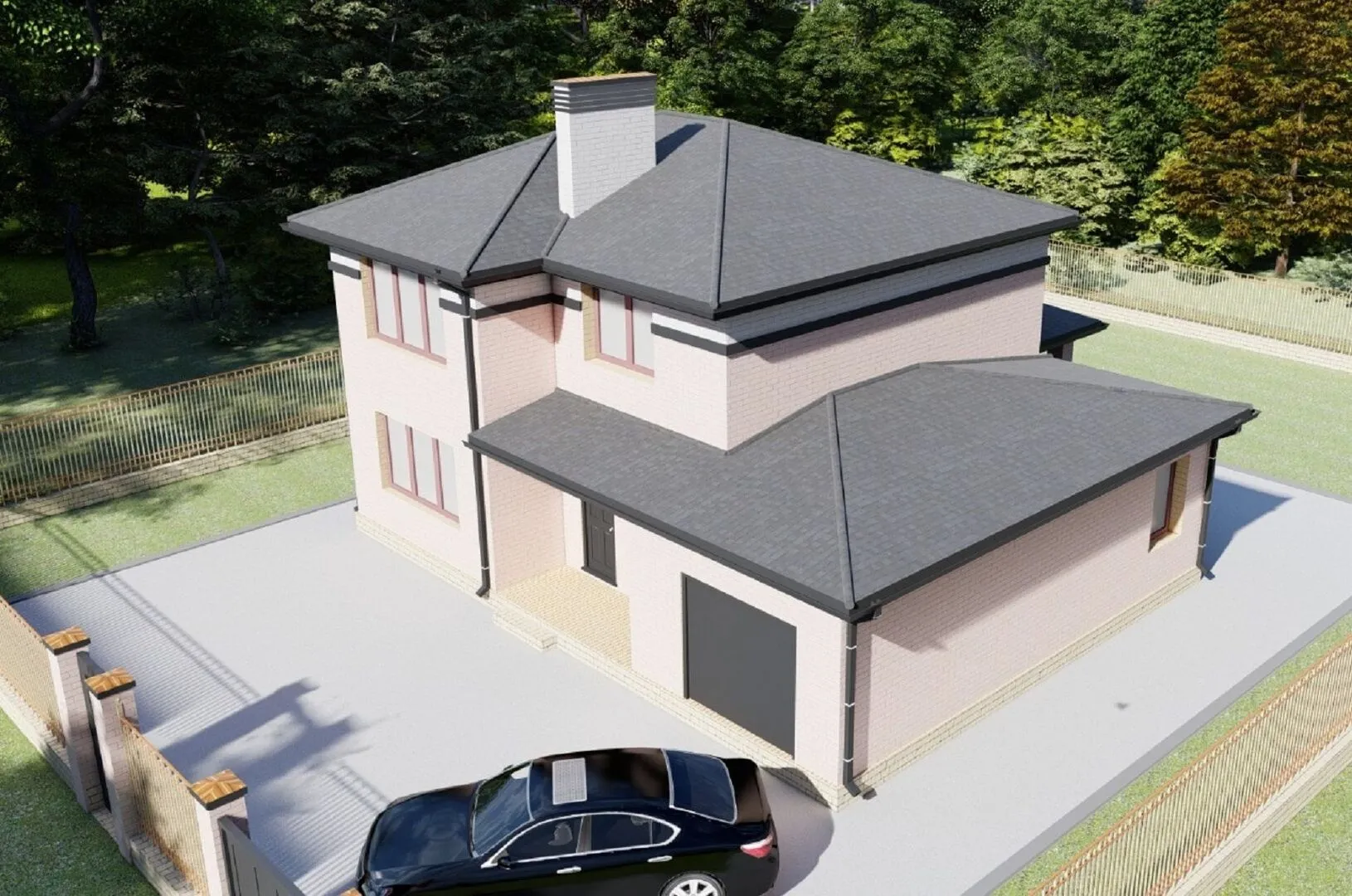 Двухэтажный дом с гаражом и террасой NEXT