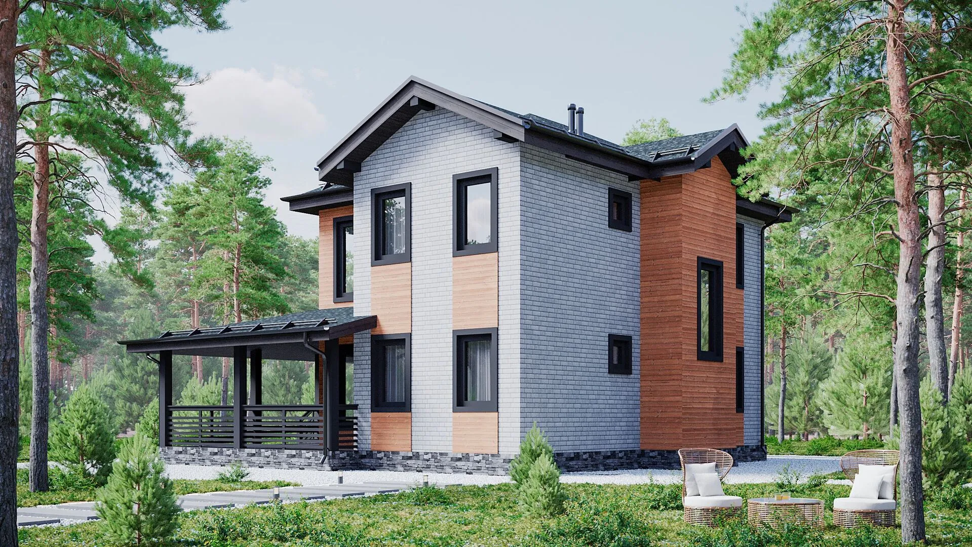 Двухэтажный дом по проекту №8