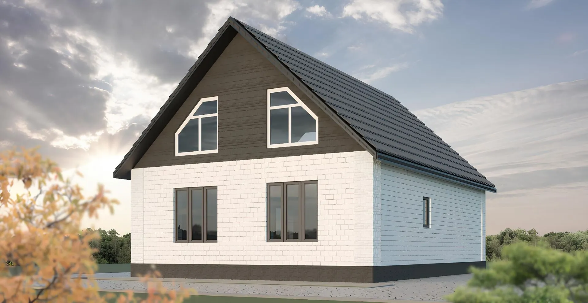 Загородный дом с мансардой