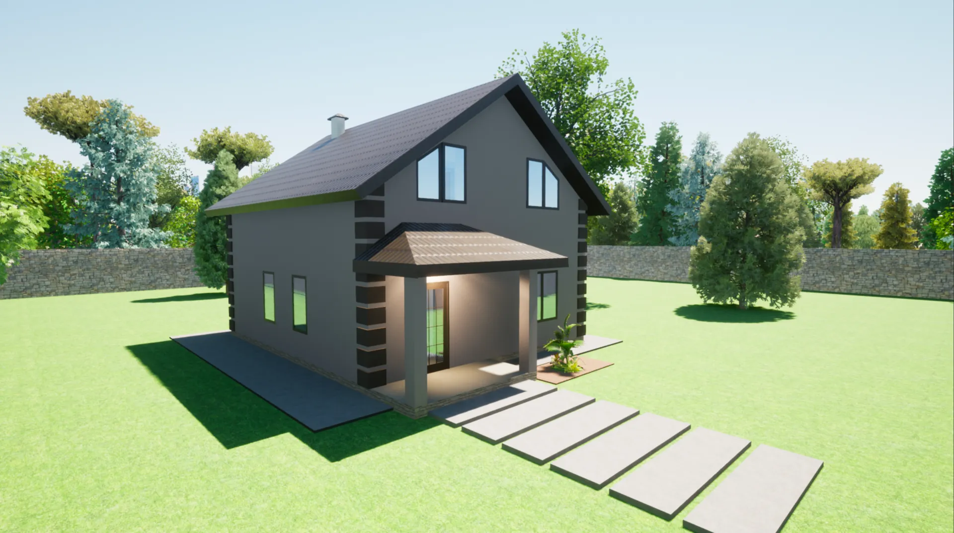 Двухэтажный дом из газобетона 8x9 «B-100»