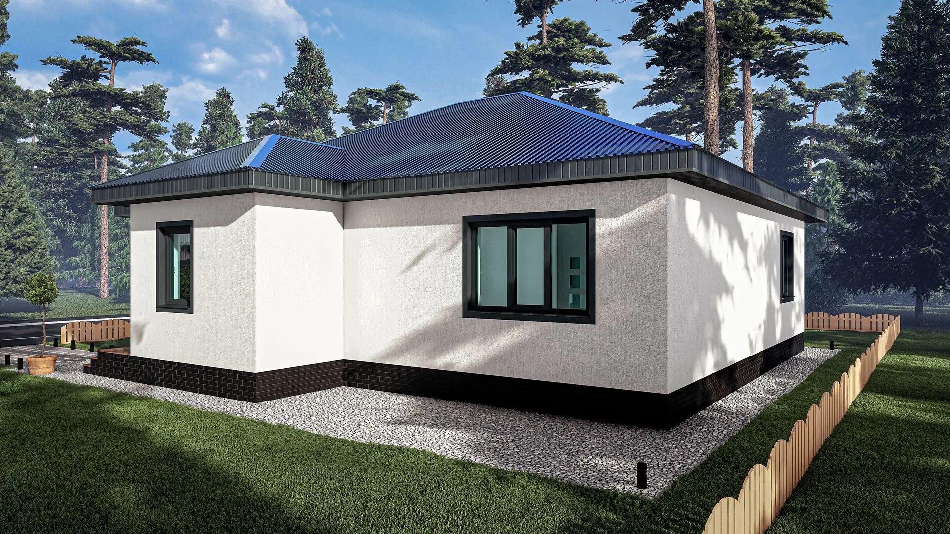 Жилой одноэтажный дом с тремя спальнями