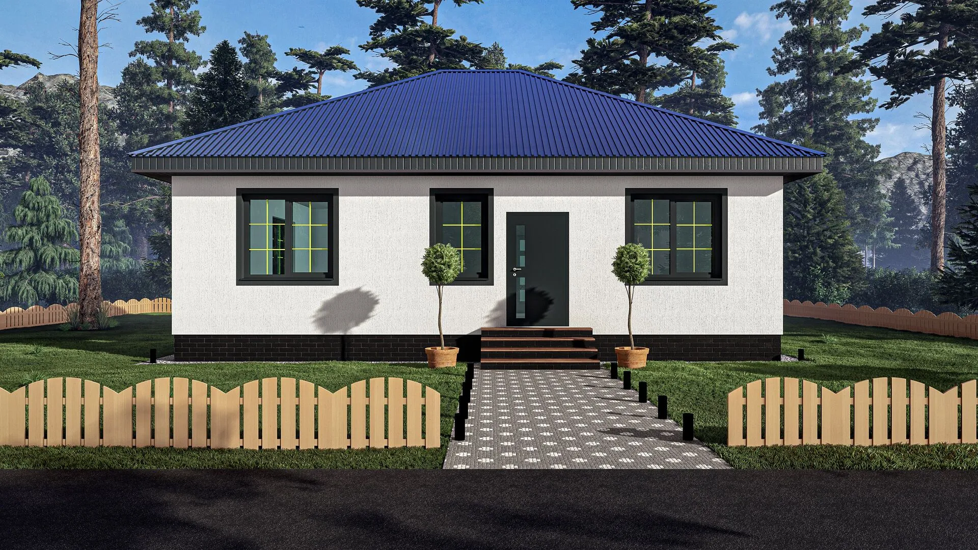 Одноэтажный дом с большой кухней-гостинной