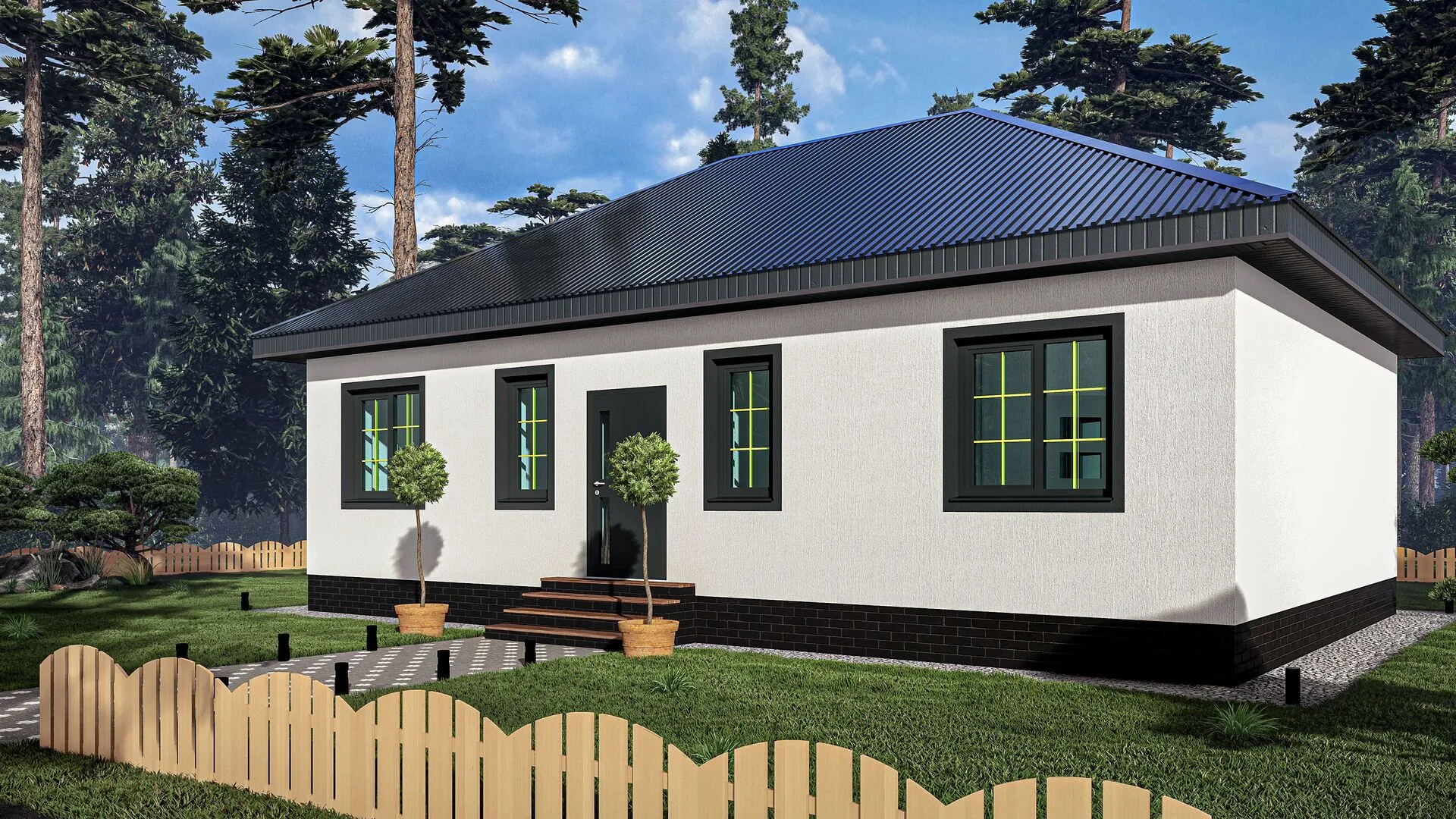 Одноэтажный жилой дом с тремя спальнями