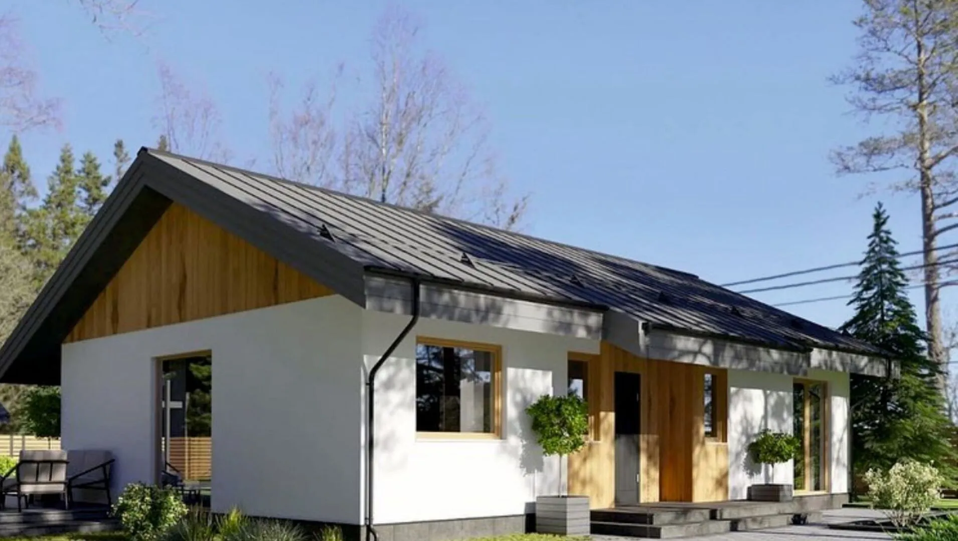 Одноэтажный дом с террасой MH-107