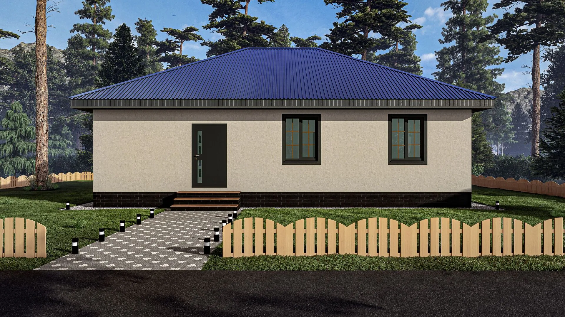 Одноэтажный дом с большой кухней-гостинной