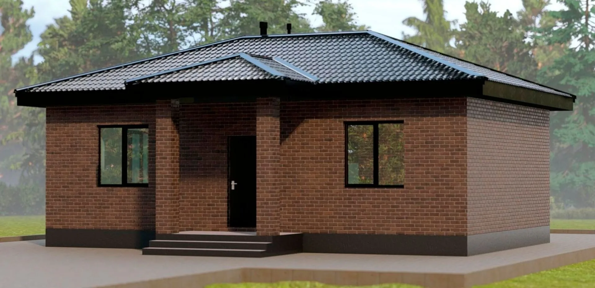 Одноэтажный кирпичный дом ТП-64