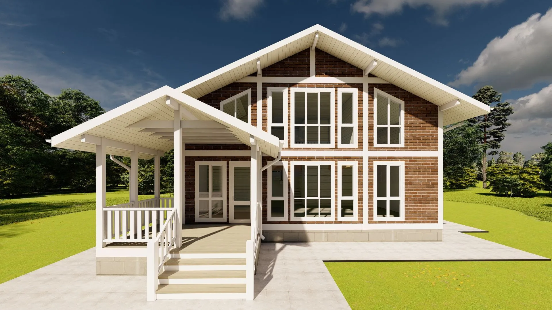 Двухэтажный дом в скандинавском стиле 