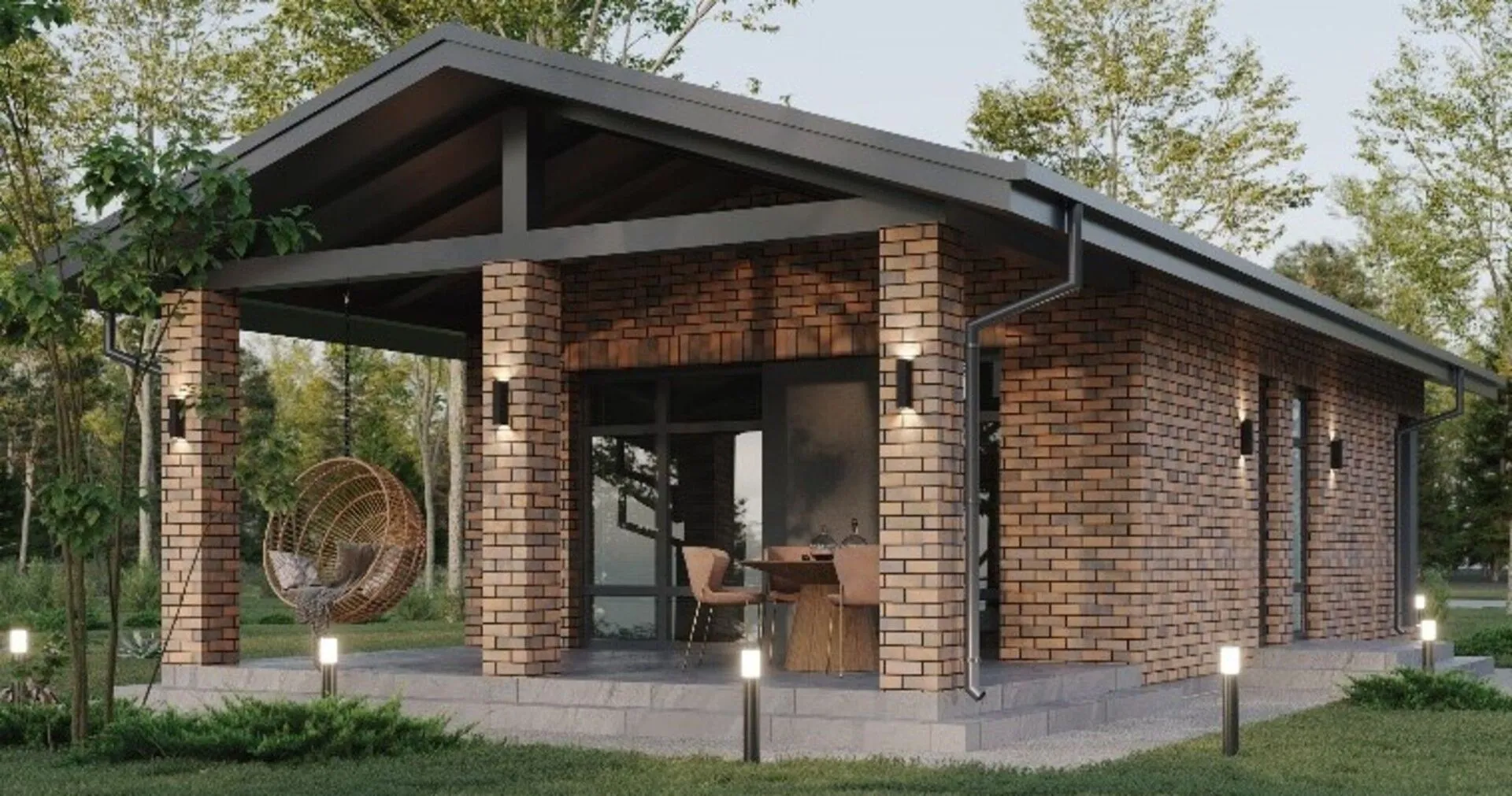 Проект дома 59 м² с террасой