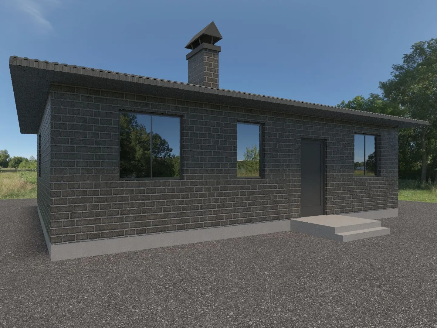 Дом из газоблока с облицовочным кирпичем RAV-108