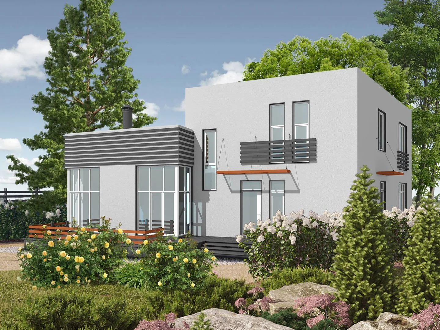 Двухэтажный загородный дом