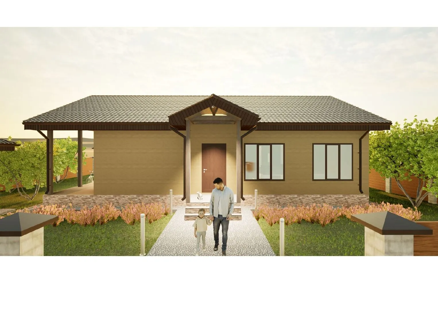 Загородный каркасный дом 