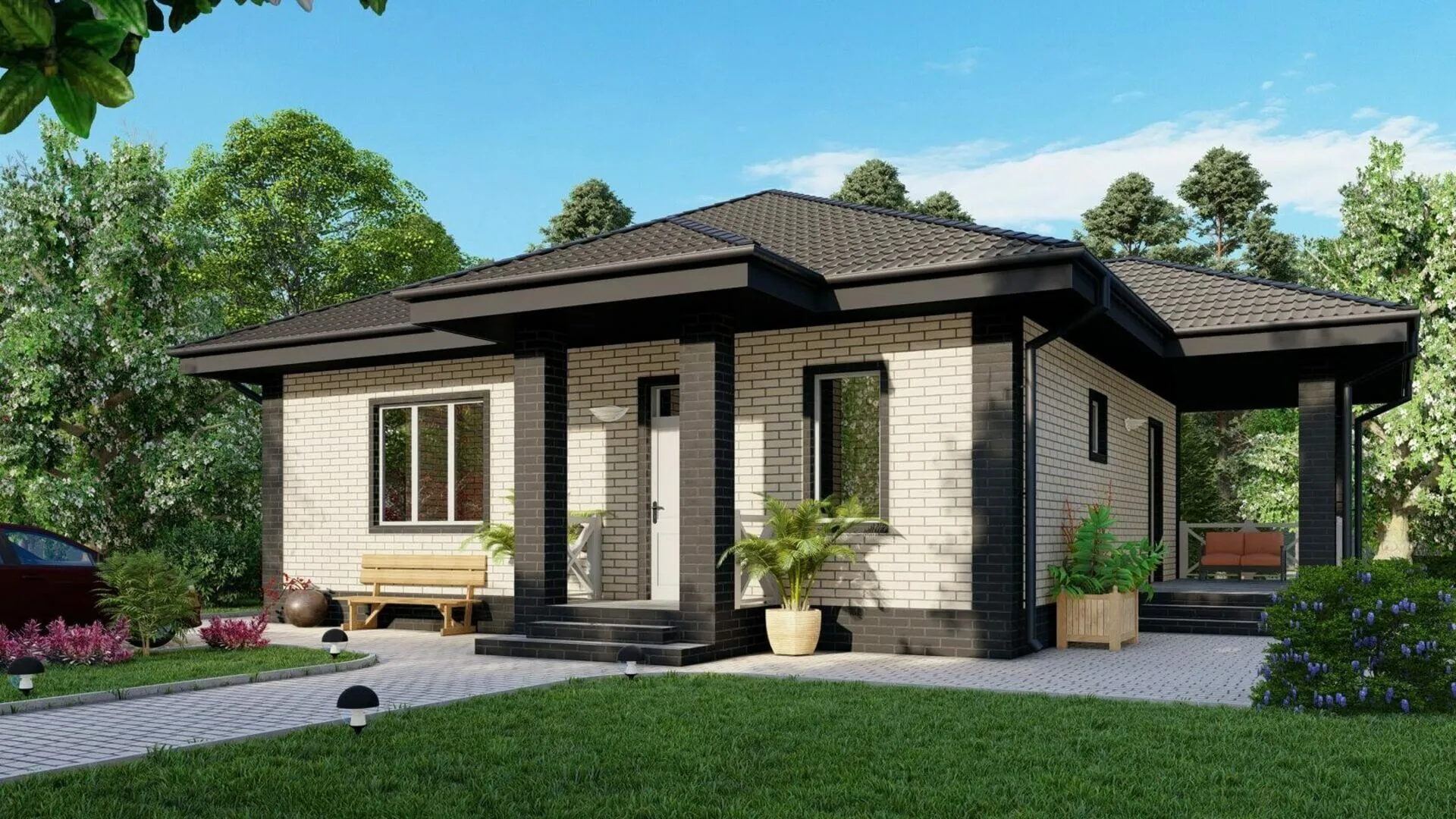 Проект Одноэтажный дом из керамзитоблока 