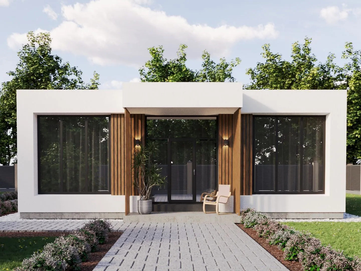 Современный модульный дом с 2-мя спальнями