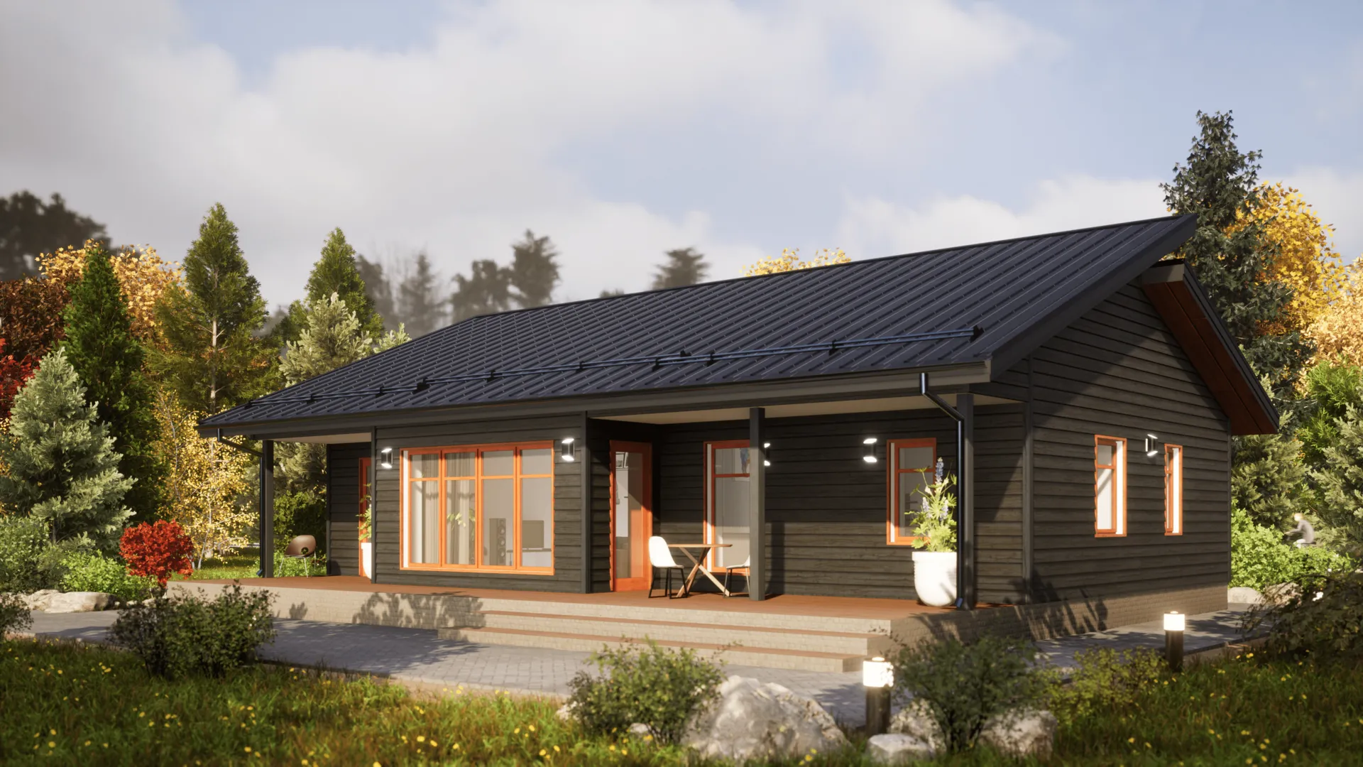 Одноэтажный дом в чёрном Стиле- номер 134