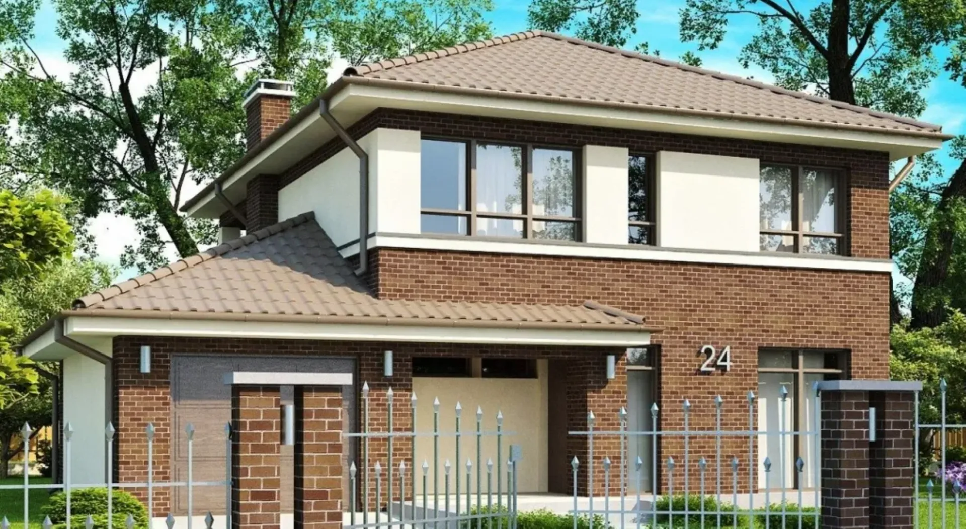 Загородный дом с керамической облицовкой S3-163-1 (Zx24)