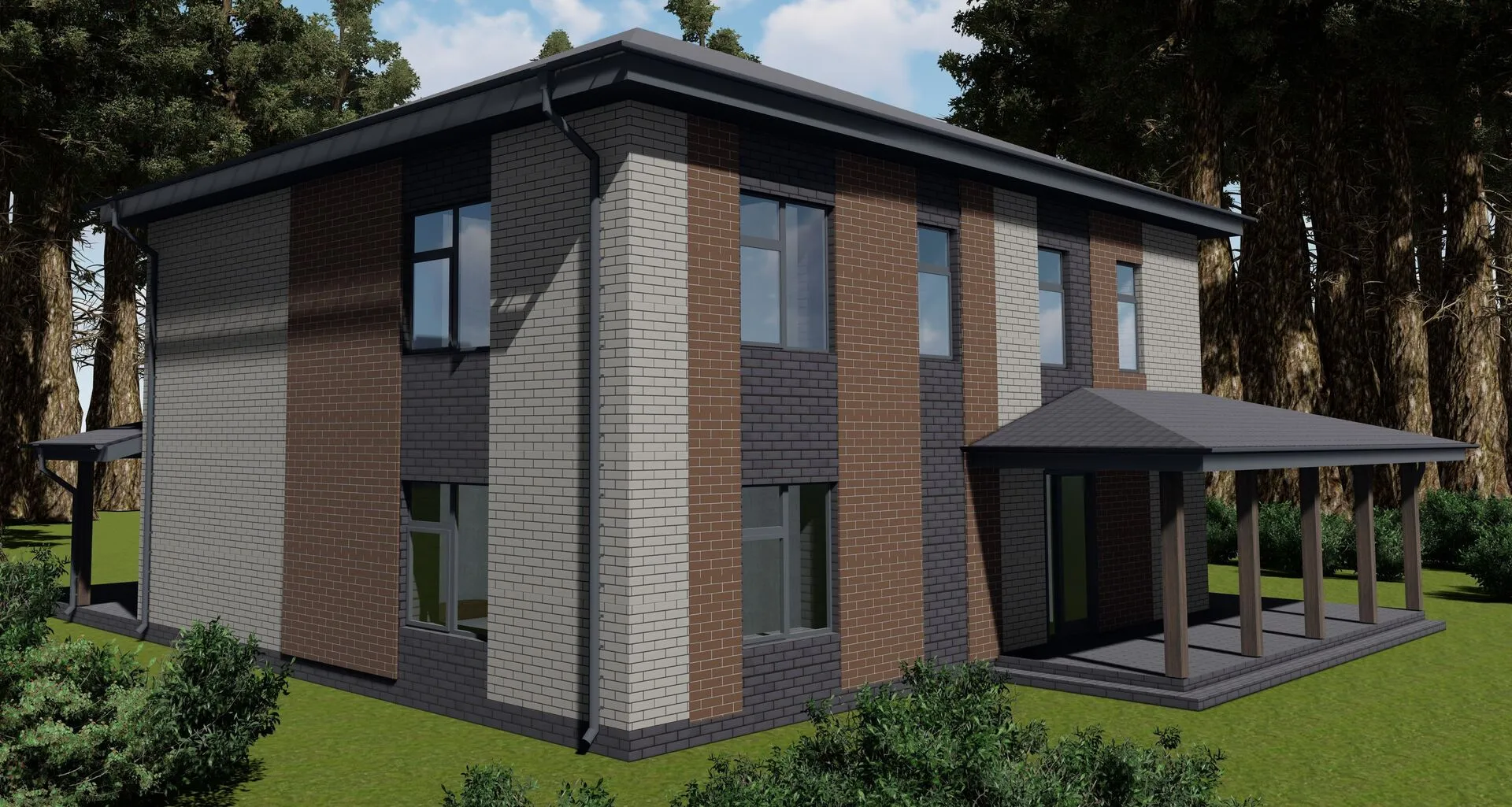 Двухэтажный кирпичный дом КД-2-206