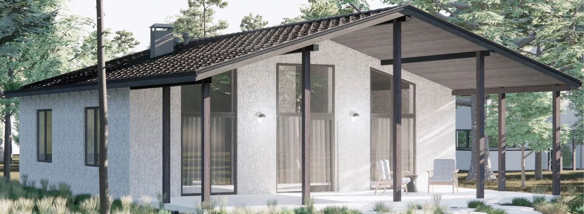 Красное с верандой