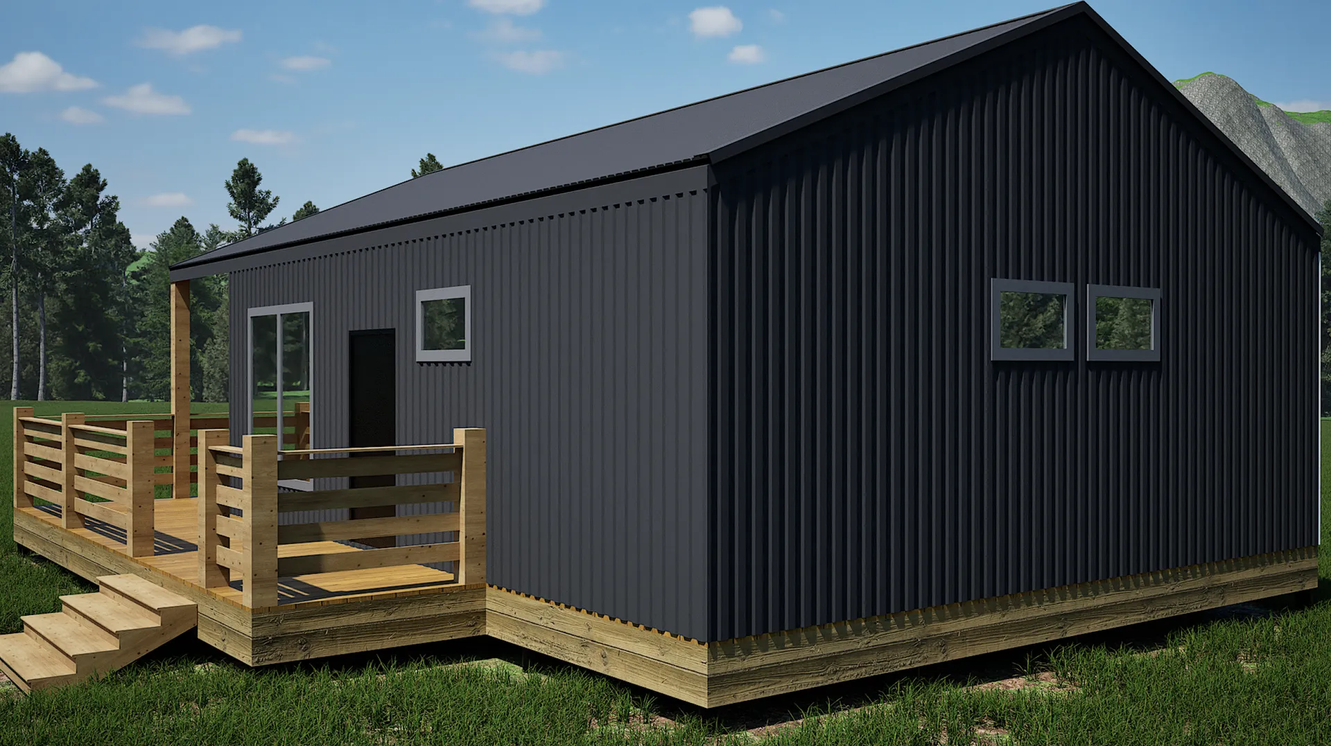 Одноэтажный дом в стиле Барнхаус 