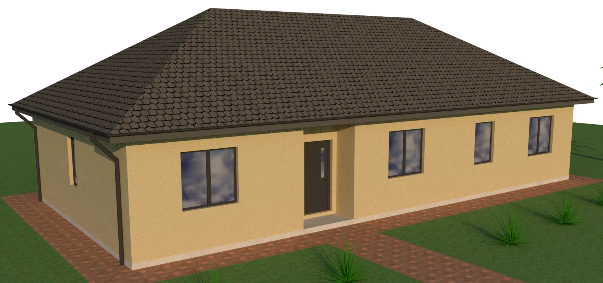 Проект Современный одноэтажный дом KV-04 с террасой