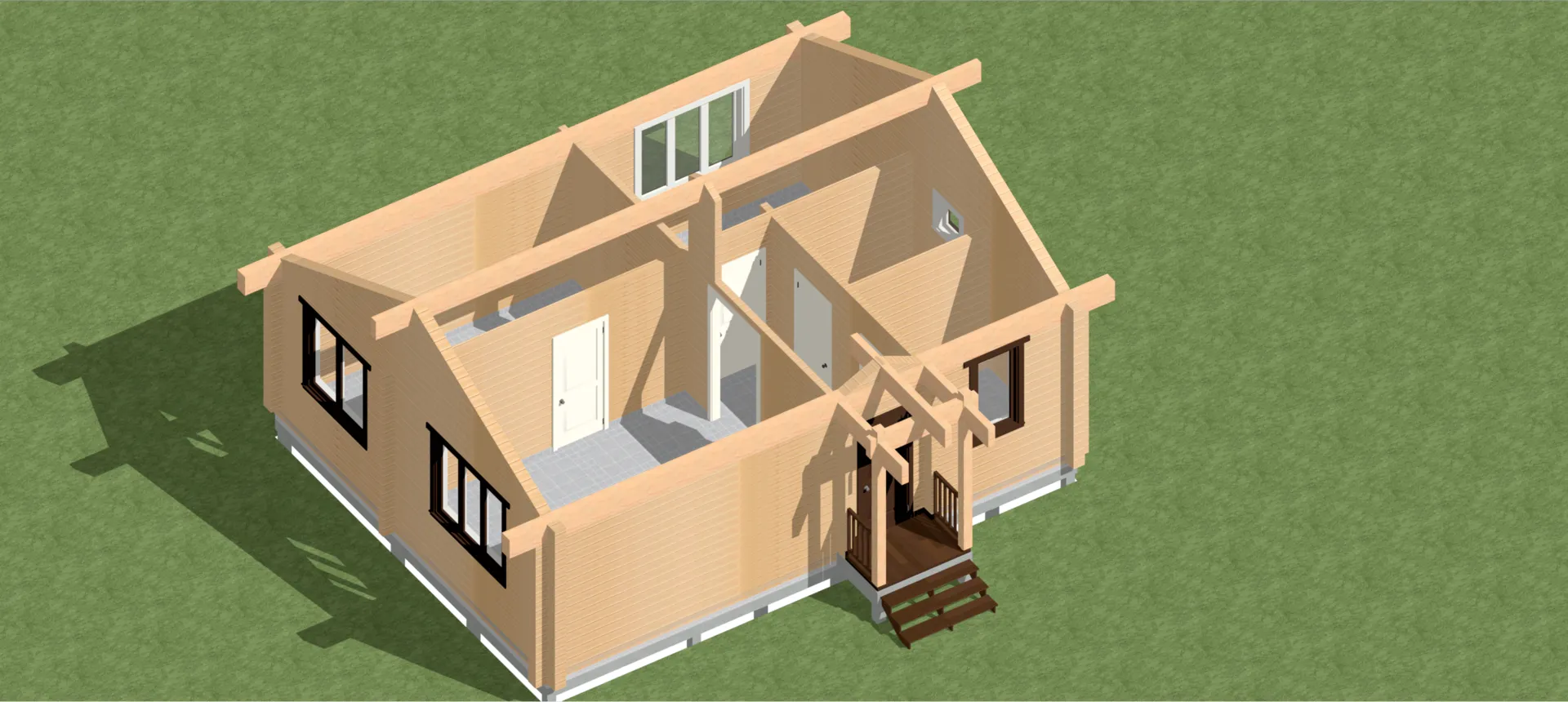 Одноэтажный дом из клееного бруса по проекту Кд162