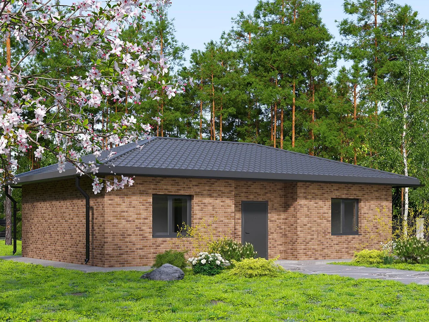 Каменный дом по проекту Марсель 75