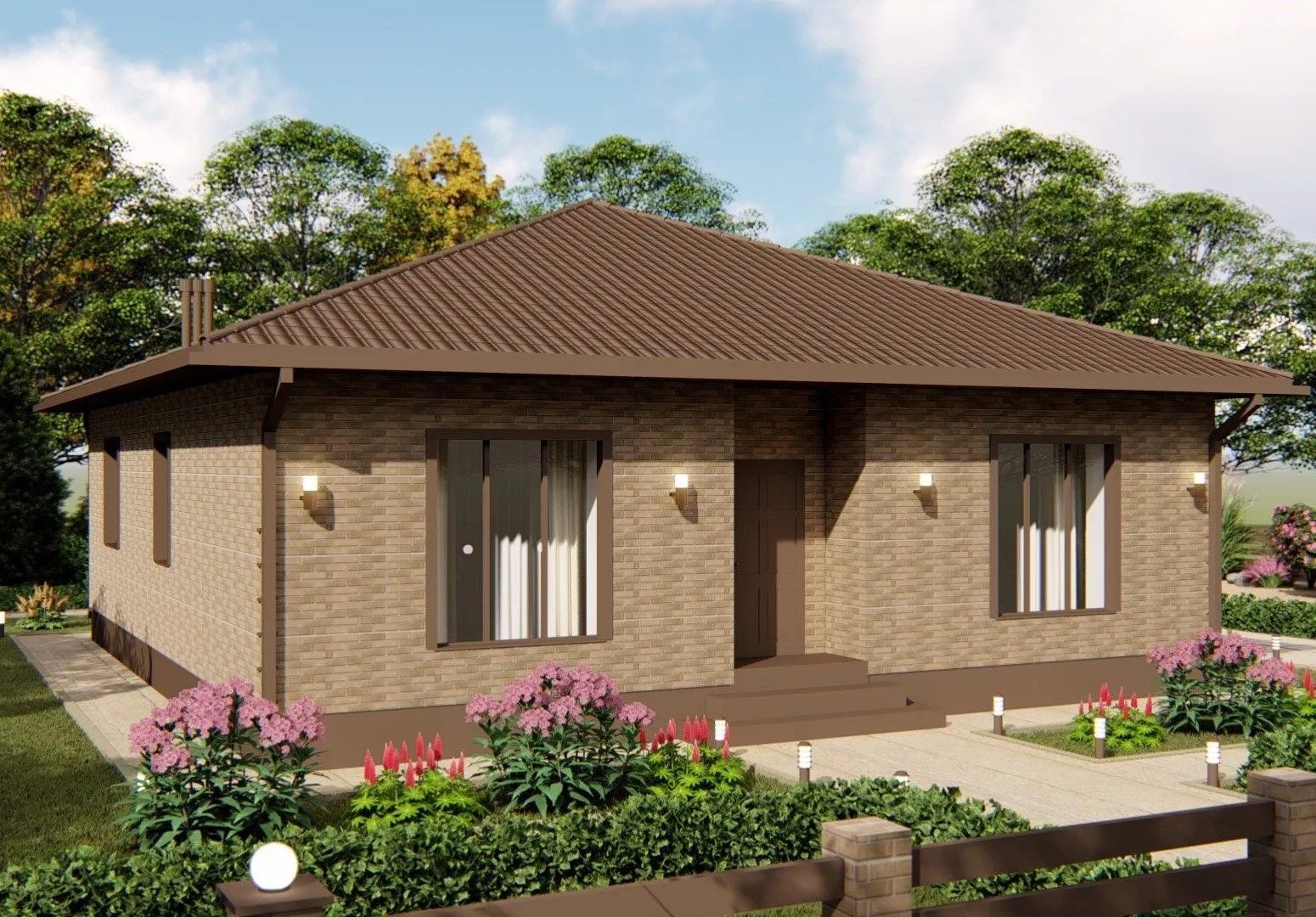 Загородный одноэтажный дом 