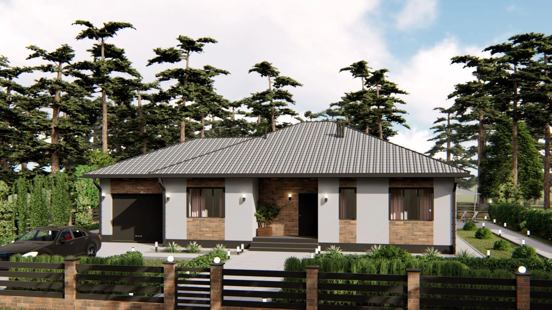 Загородный одноэтажный дом 