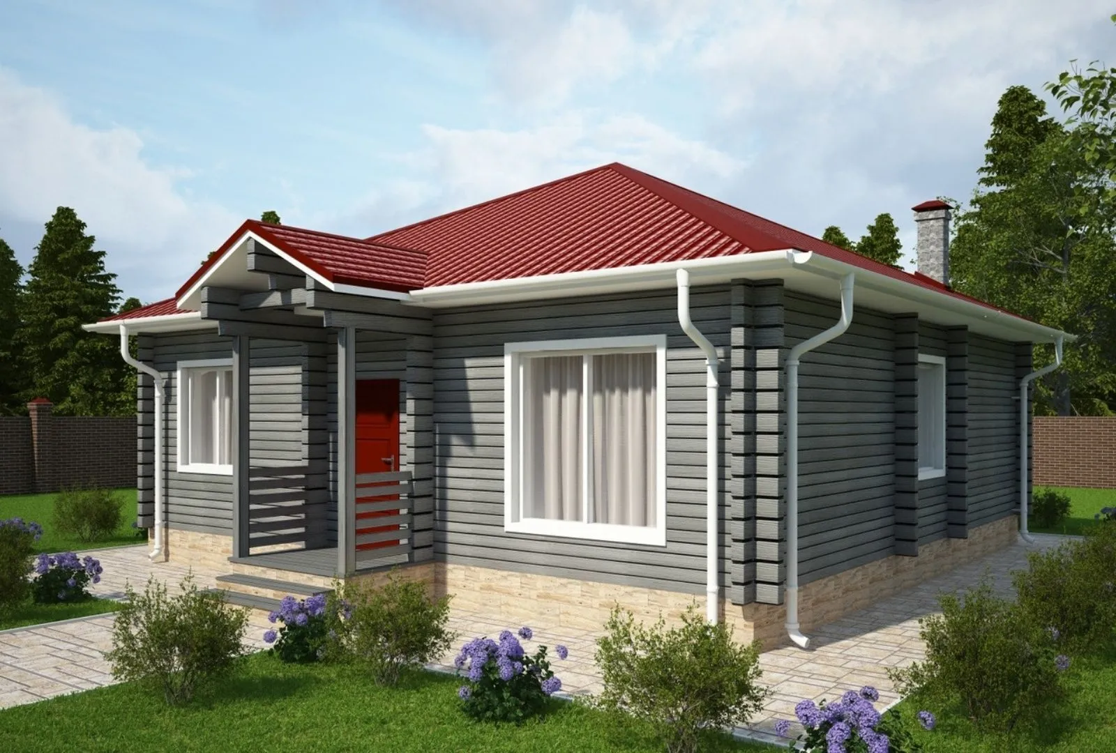 Одноэтажный дом с двумя большими спальнями КБ81