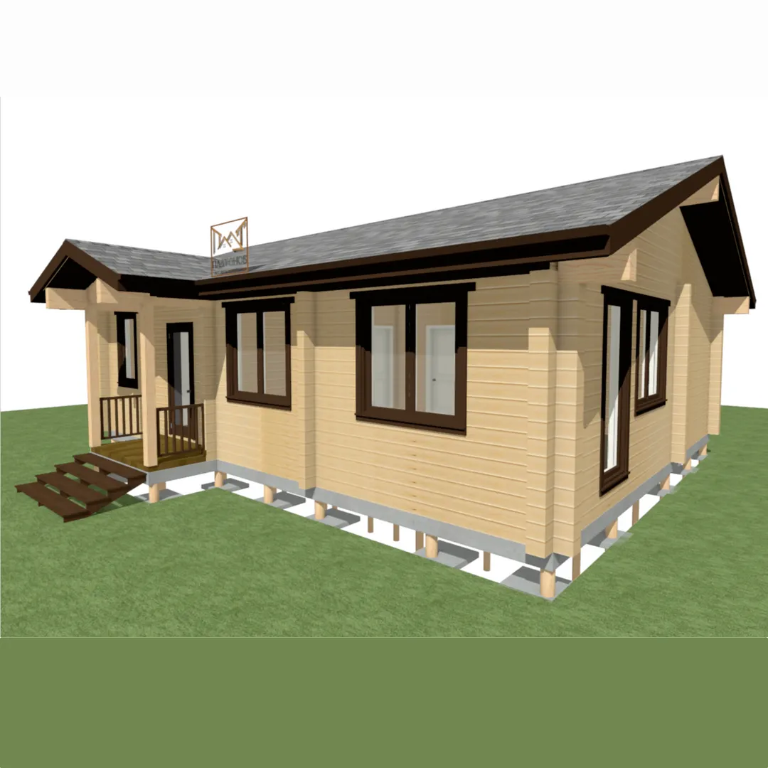 Одноэтажный дом из массивного профилированого бруса КД164