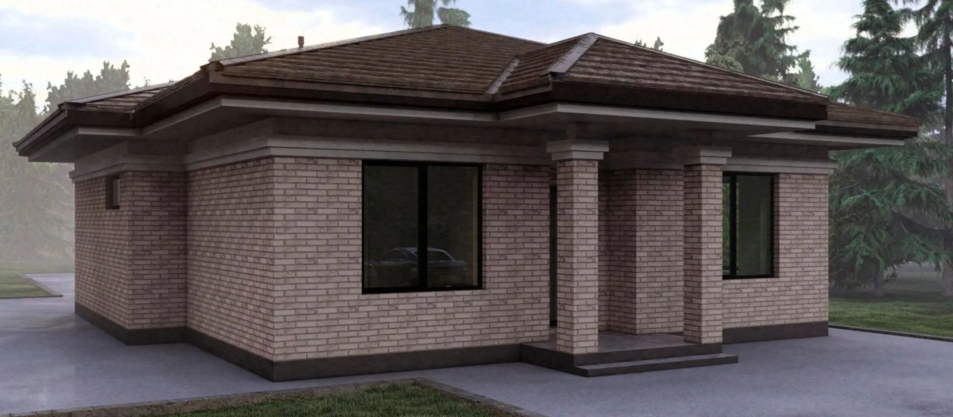 Одноэтажный кирпичный дом ИП-138