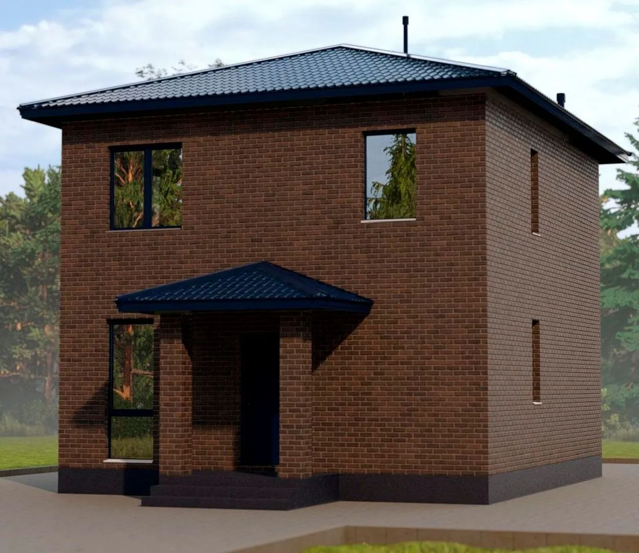 Двухэтажный кирпичный дом ТП-104