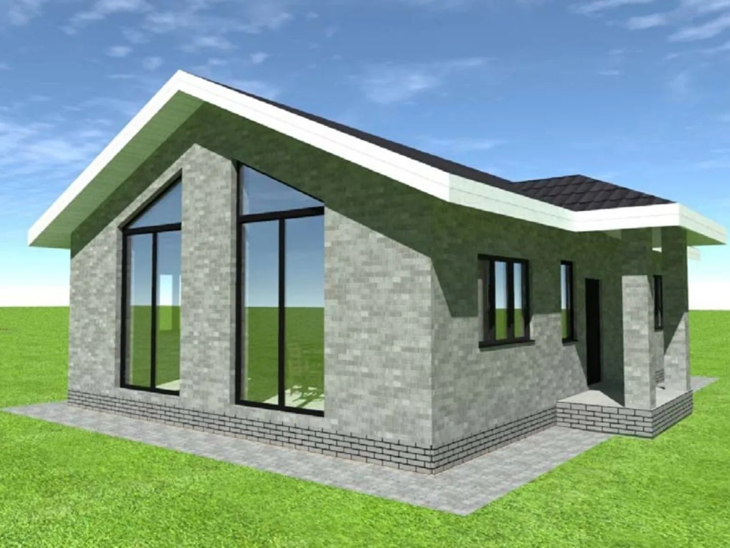 Одноэтажный жилой дом Зевс мини с крыльцом 93 кв.м