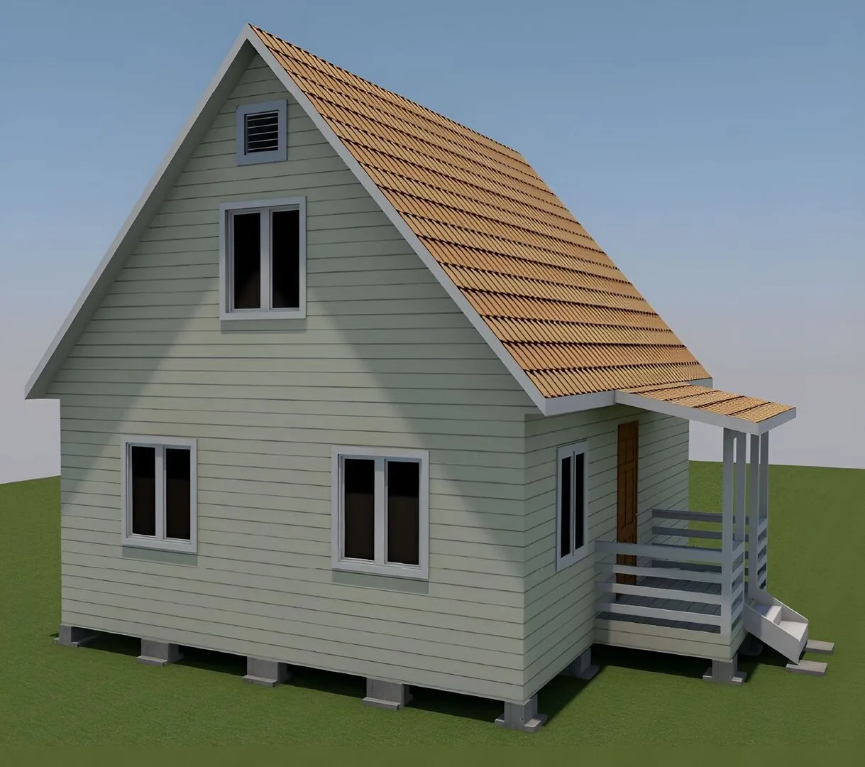 Дачник 6х8 с крыльцом