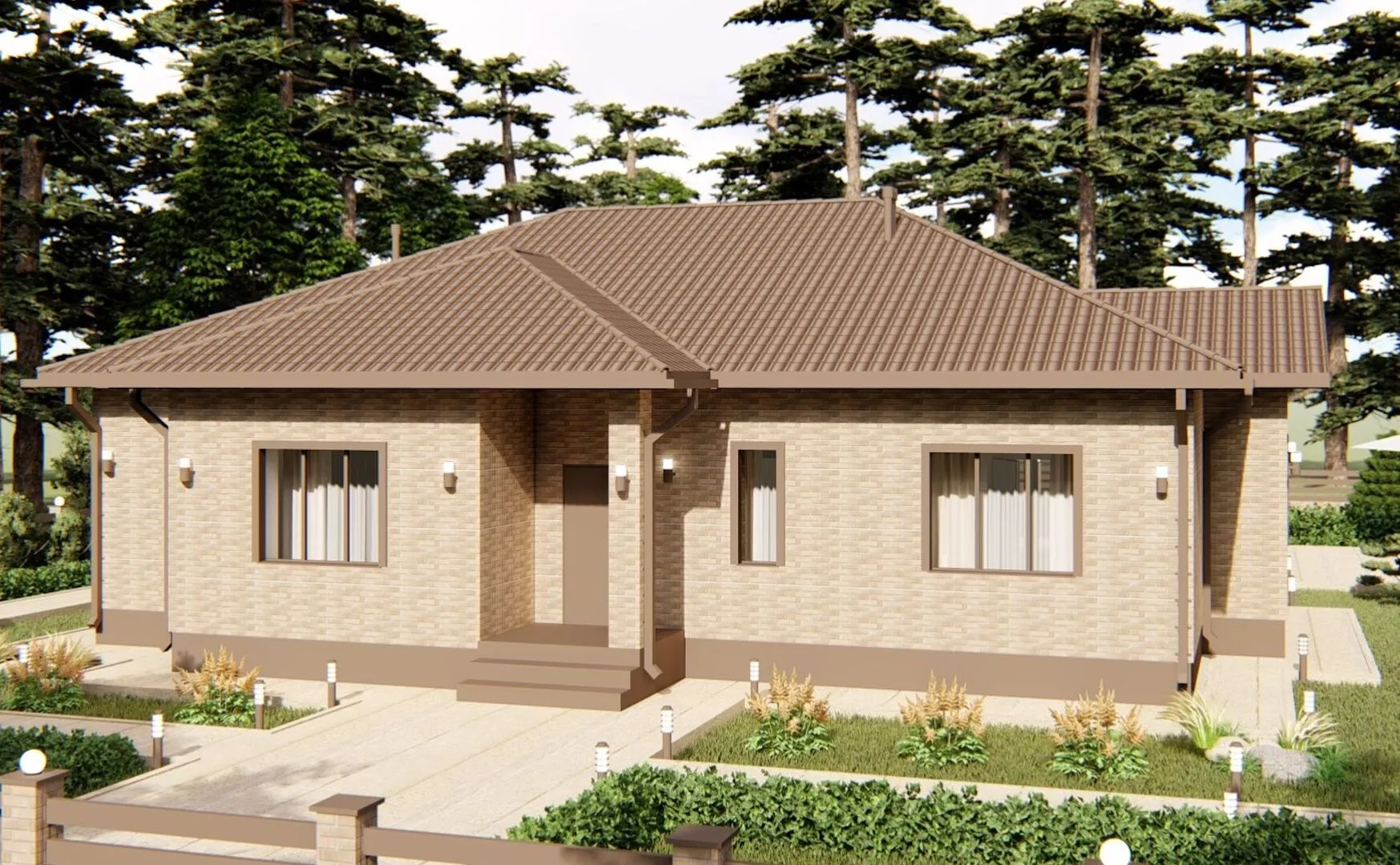 Загородный одноэтажный дом 