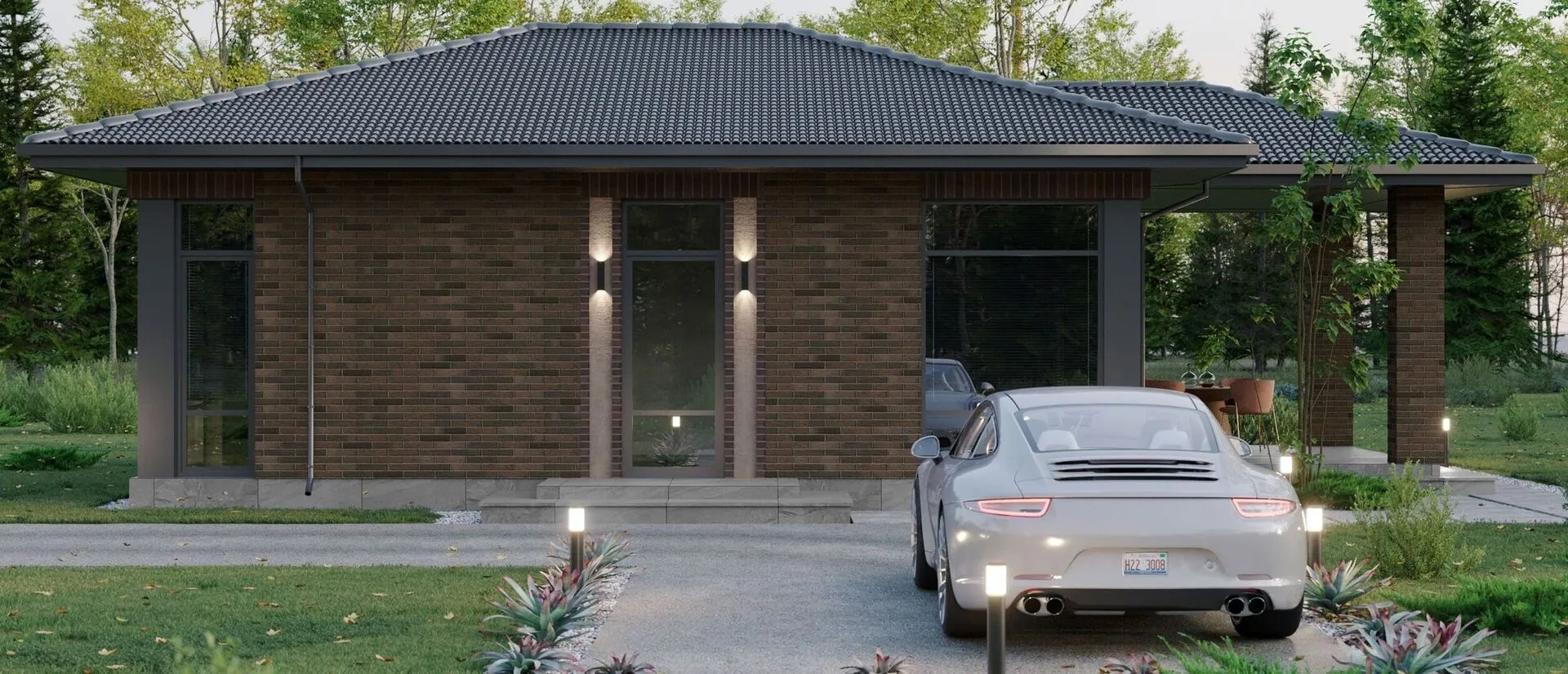 Проект Одноэтажный дом 72м2 с террасой