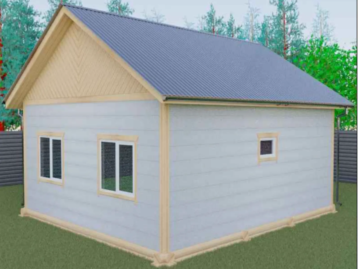 Жилой дом 7х8 из СИП на лафетном (деревянном) фундаменте