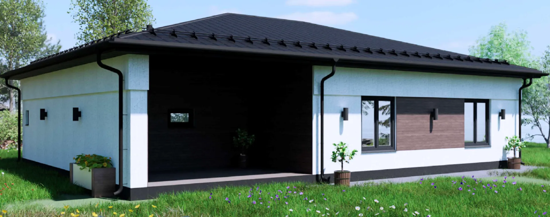 Одноэтажный дом из газобетонных блоков 10,9*14,1 