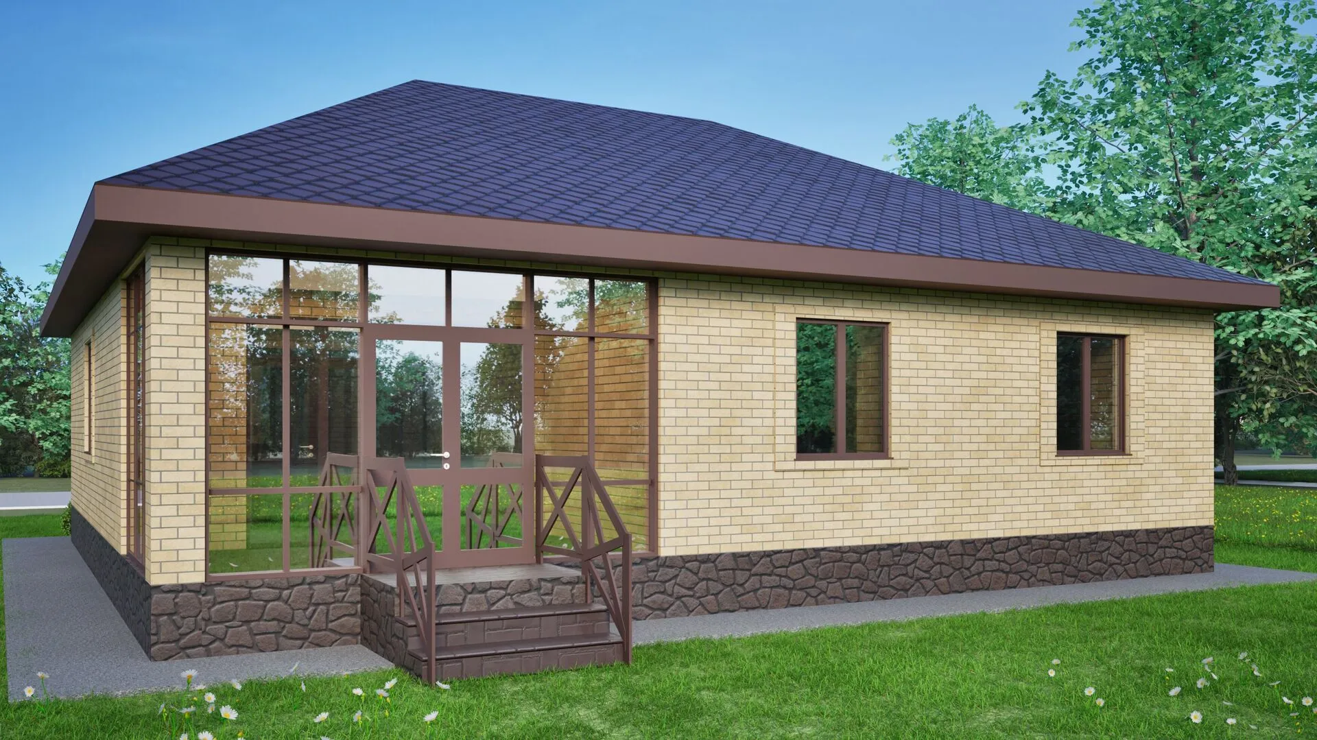 Одноэтажный жилой дом по проекту 