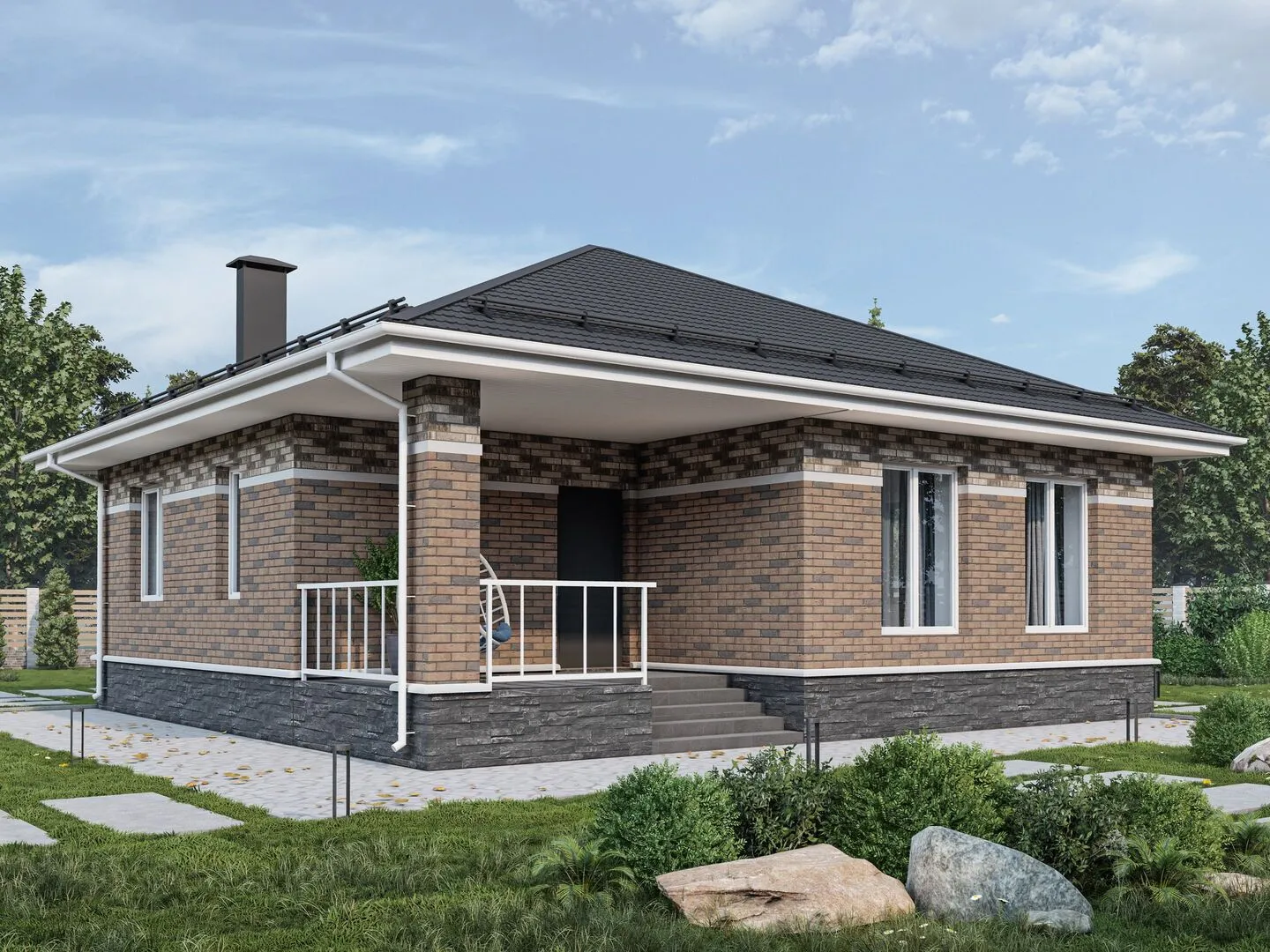 Дом с просторным крыльцом Дом Б042