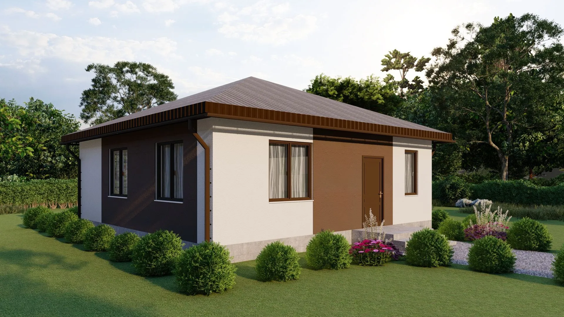 AE -81 одноэтажный дом с двумя спальнями и отдельным тех. помещением