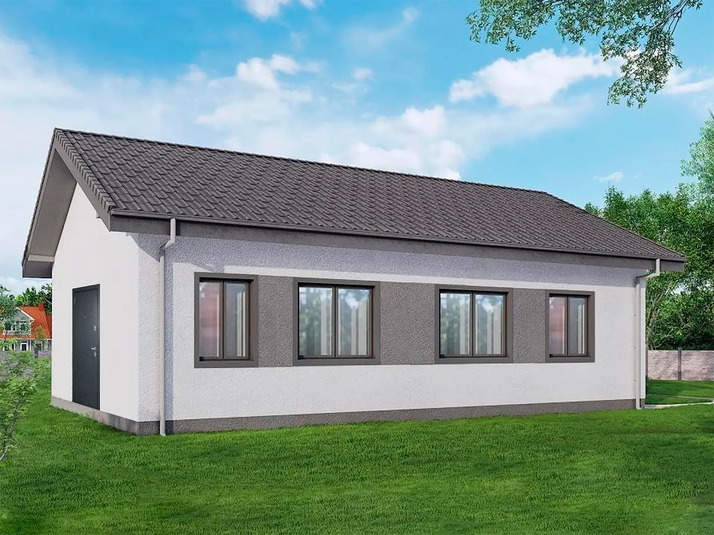 Одноэтажный дом из газоблока 66 кв.м.